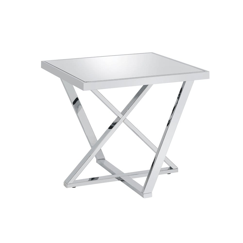 Furniture of America - Ludington Contemporary Metal End Table in Chrome - Silver