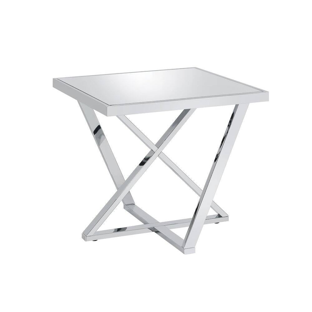 Front. Furniture of America - Ludington Contemporary Metal End Table in Chrome - Silver.