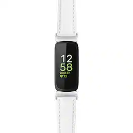 StrapsCo - Everyday Leather Watch Band Strap For Fitbit Inspire 3 - White (Silver Hardware)