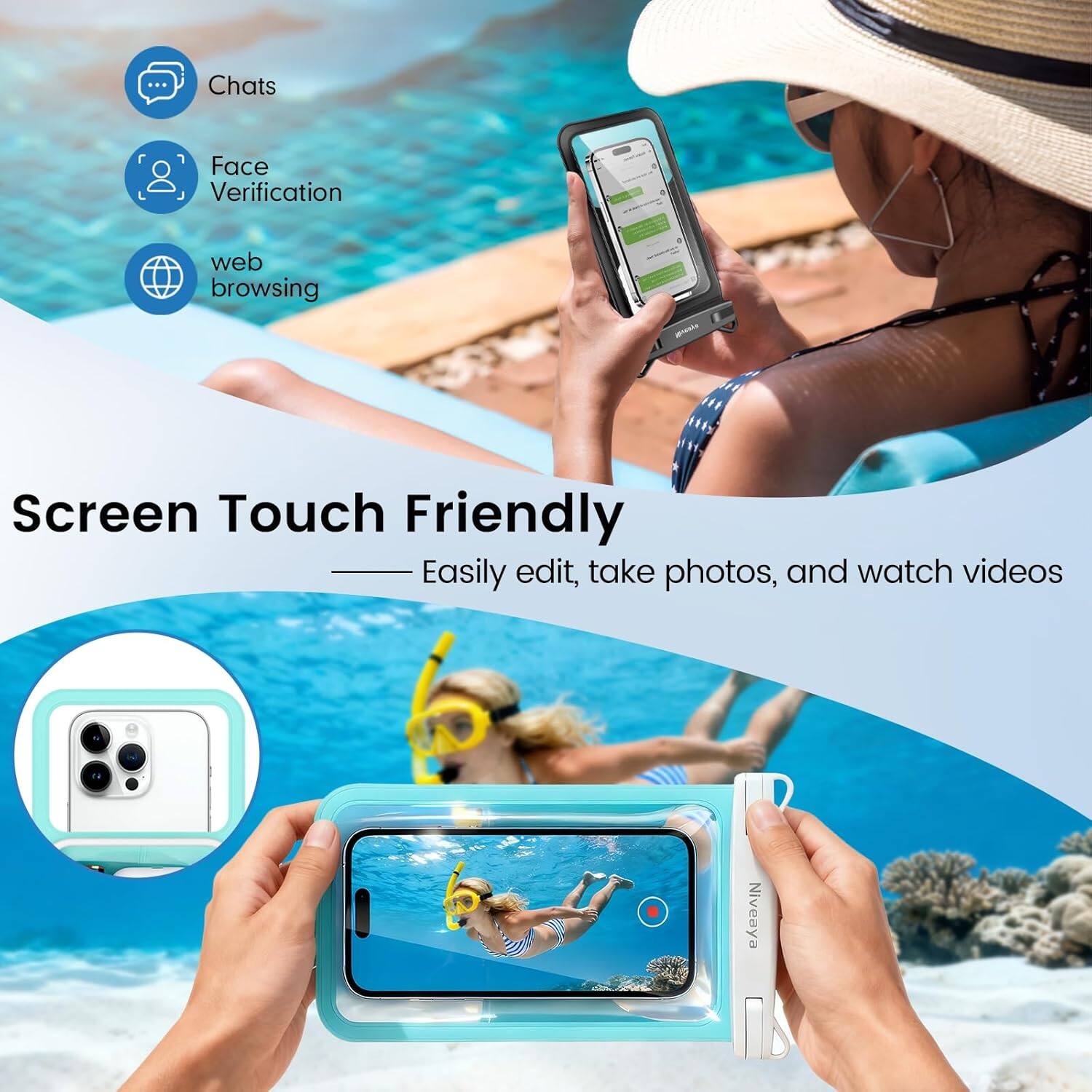 - Chats
- Face Verification
- web browsing

Screen Touch Friendly

Easily edit, take photos, and watch videos