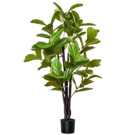 Homcom - 4.5FT Artificial Fiddle Leaf Fig Tree, Faux Decorative Plant in Nursery Pot for Indoor or Outdoor Décor - Green