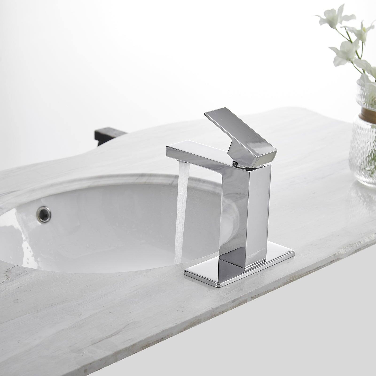 Alt View 7. Boyel Living - Single Handle Single Hole Bathroom Faucet with Deckplate Included and Pop Up Drain in Chrome - Chrome.