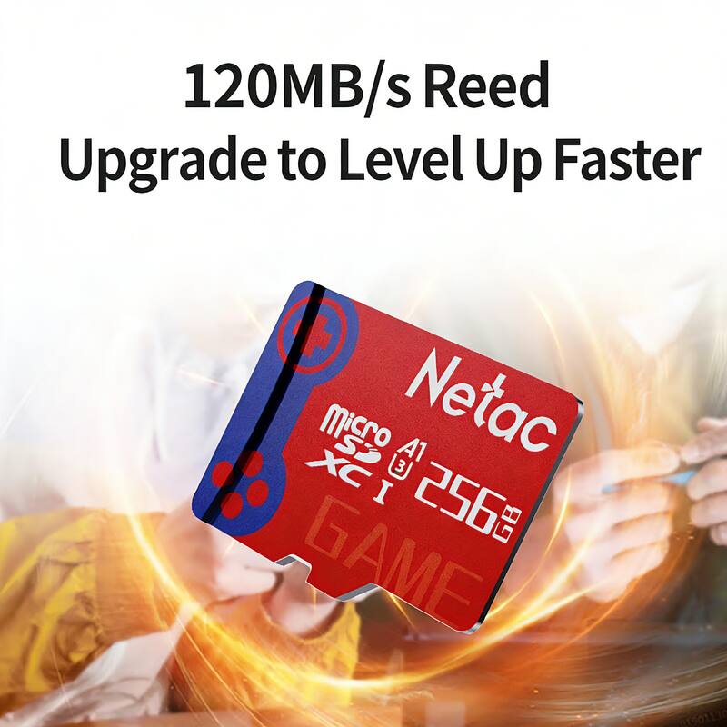 120MB/s Reed  
Upgrade to Level Up Faster  

Micro SDXC I  
Netac  
256GB  
GAME  

61601130