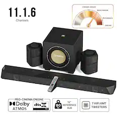 11.1.6 Channels
CINEMA-GRADE BENCHMARK REFERENCE DREAM
PRO-CINEMA ENGINE Dolby dts ATMOS Pro
12" 80 REFERENCE lbs SUB
7 HIFI TMA TWEETERS