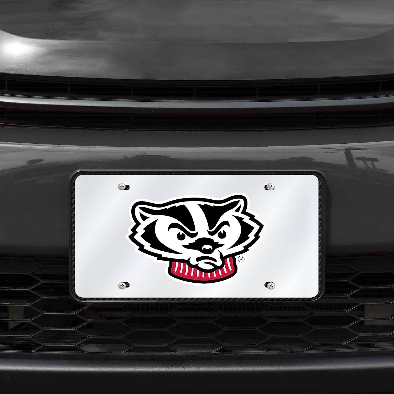 Alt View 1. Rico Industries - Wisconsin Badgers Mirrored Laser Cut License Plate Laser Auto Tag - Multi.