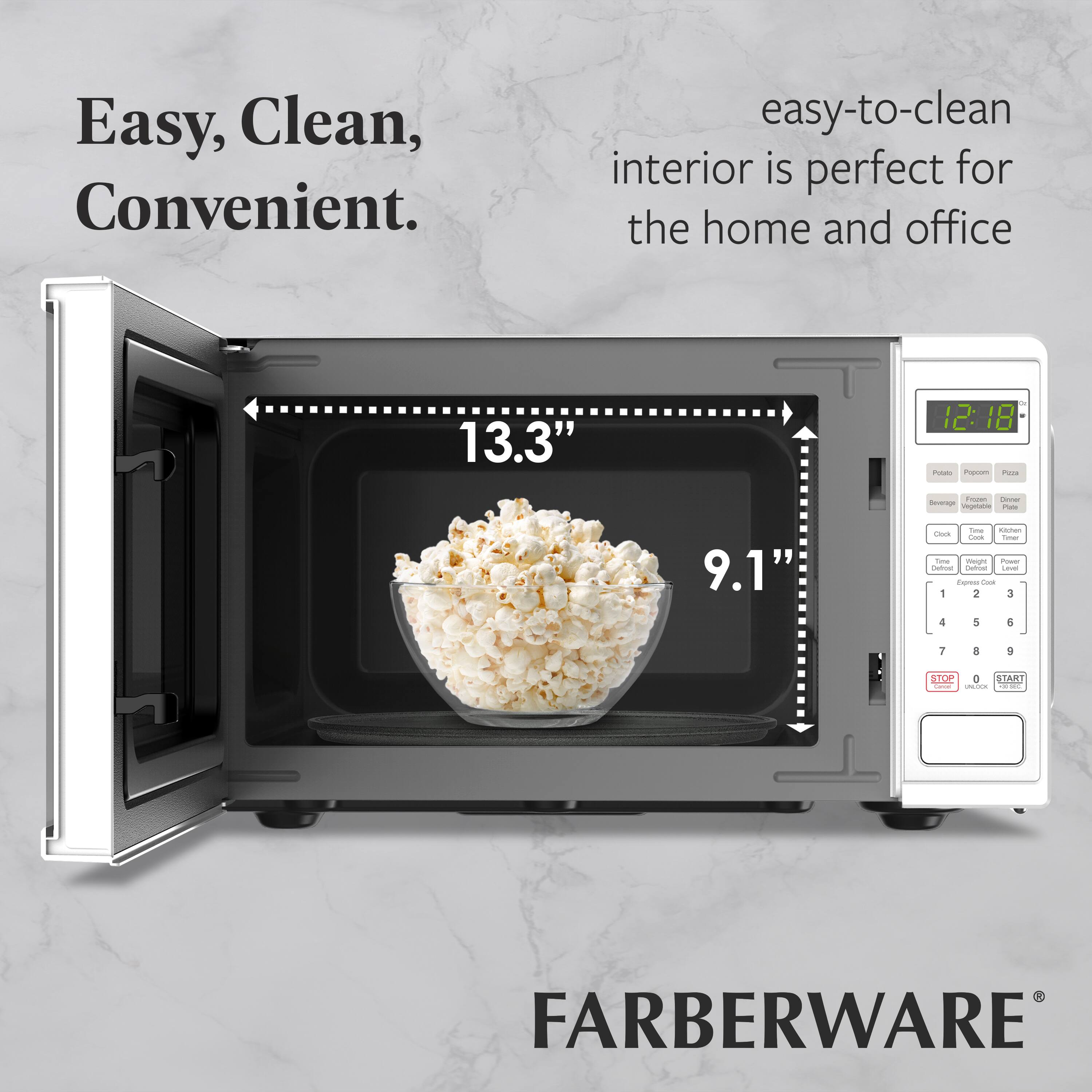 Easy, Clean, Convenient.  
Easy-to-clean interior is perfect for the home and office.  
13.3"  
9.1"  
FARBERWARE