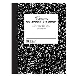 BAZIC Products - Premium Composition Book, College Ruled, Black Marble, 100 Sheets - 9-3/4" x 7-1/2"