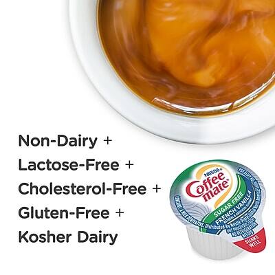 Non-Dairy +  
Lactose-Free +  
Cholesterol-Free +  
Gluten-Free +  
Kosher Dairy  

Coffee Mate  
Sugar-Free Vanilla  
Natural Flavor  
No Artificial Sweeteners  
Refrigerate After Opening  
Shake Well