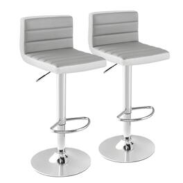 Kadyn - 2-Pc Set Adjustable Heights Barstool with PU Leather, for Kitchen Island - Gray