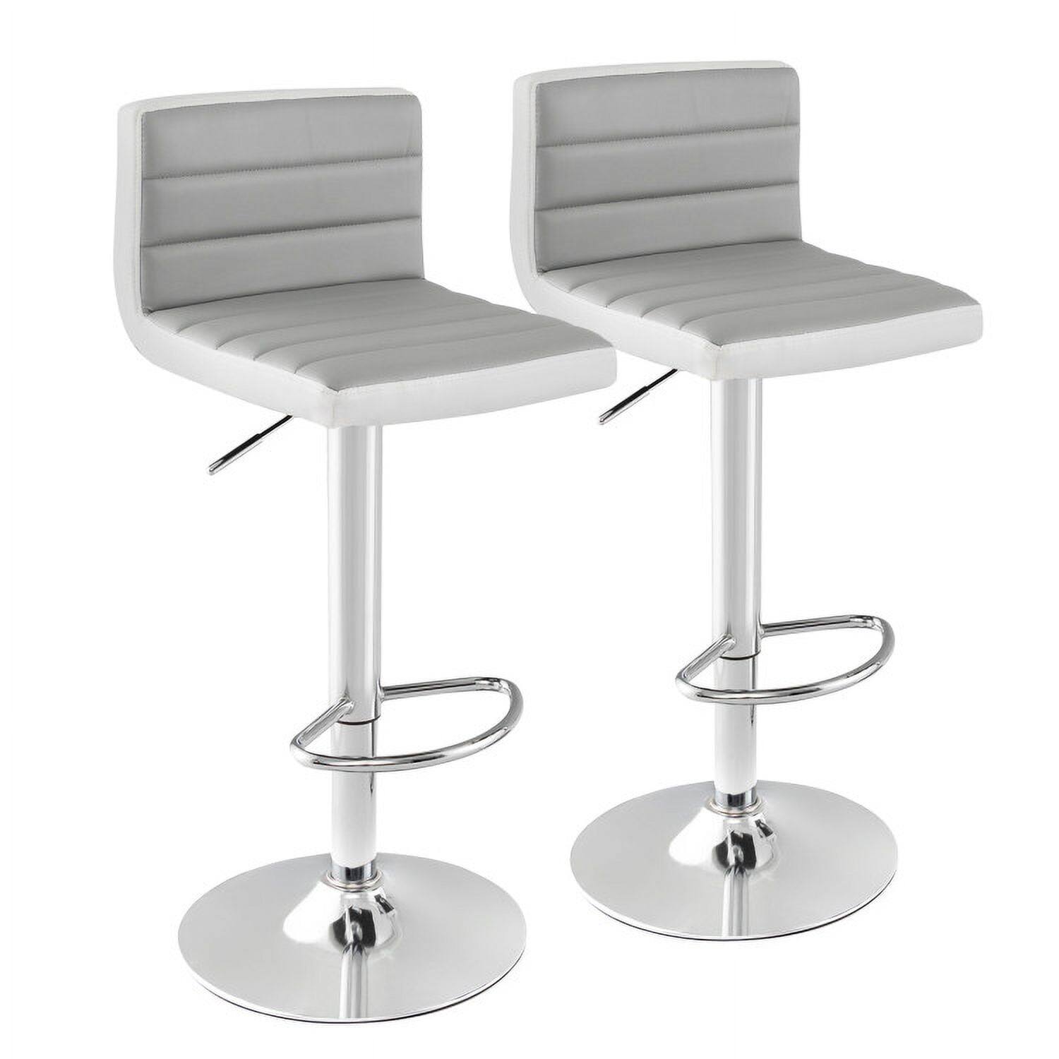 Front. Kadyn - 2-Pc Set Adjustable Heights Barstool with PU Leather, for Kitchen Island - Gray.