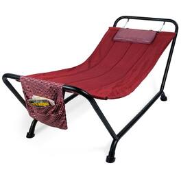Hivvago - Waterproof Patio Hammock w/ Stand Pillow Storage Pockets - Red