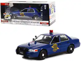 Greenlight - 2008 Ford Crown Victoria Police Interceptor "Michigan State Police" "Hot Pursuit" Series 1/24 - Dark Blue