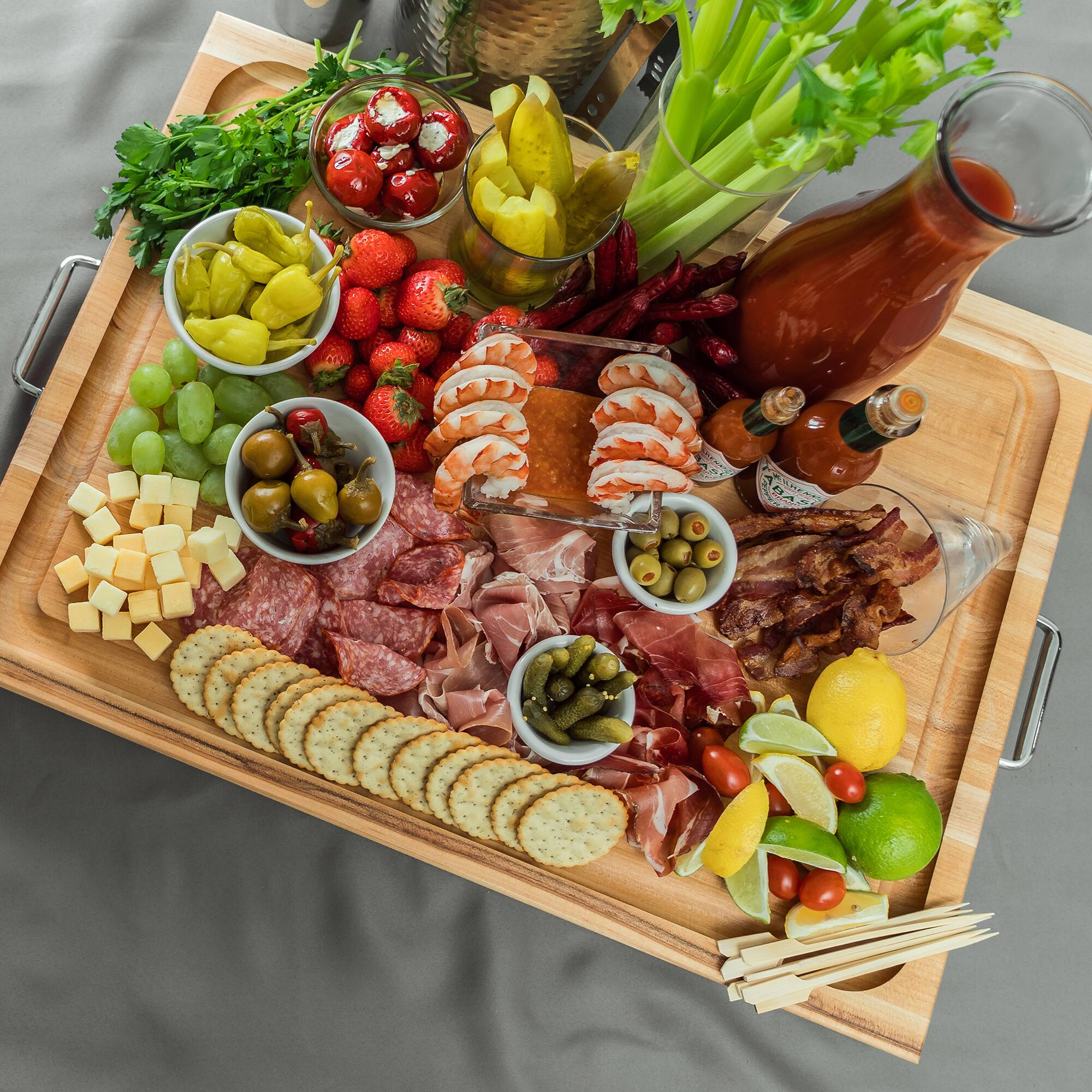 Alt View 5. John Boos - John Boos Block 24x18" Edge Grain Maple Wood Reversible Cutting Board w/Handles - Dark Maple.