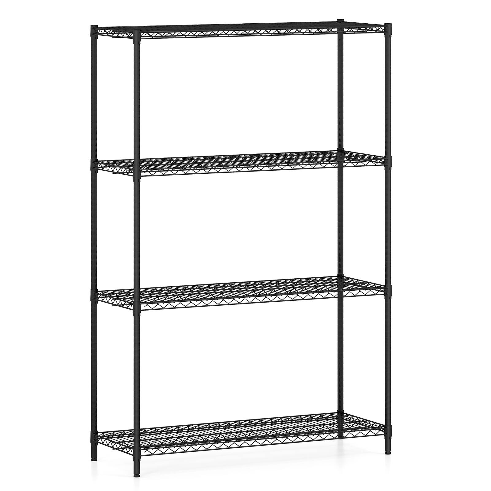 Alt View 9. Gymax - Gymax 4-Tier Metal Storage Shelving Unit Heavy-Duty Adjustable Utility Shelf w/ V-Shaped Wire Rac - Black.