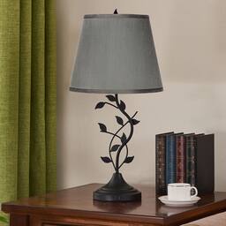 Gray Lampshade + Black Base