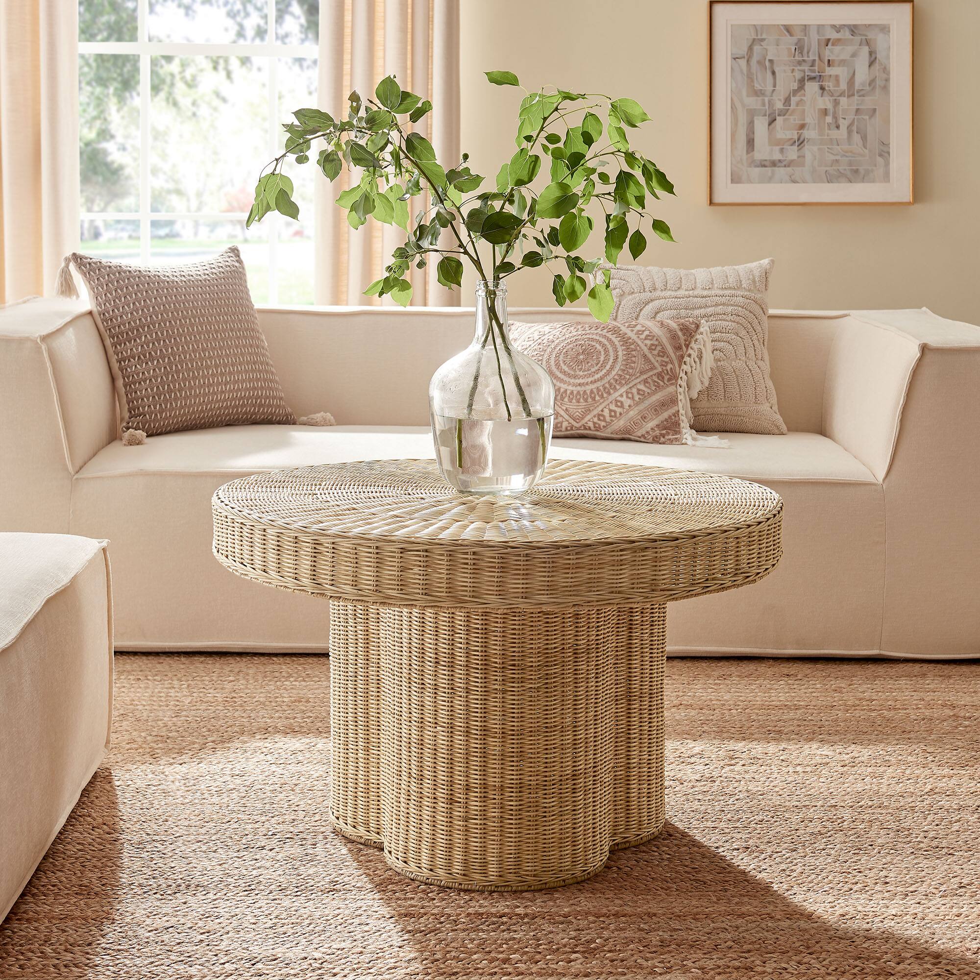 Front. Modway - Ainsley 32 Inch Round Natural Rattan Coffee Table by Modway - Natural.