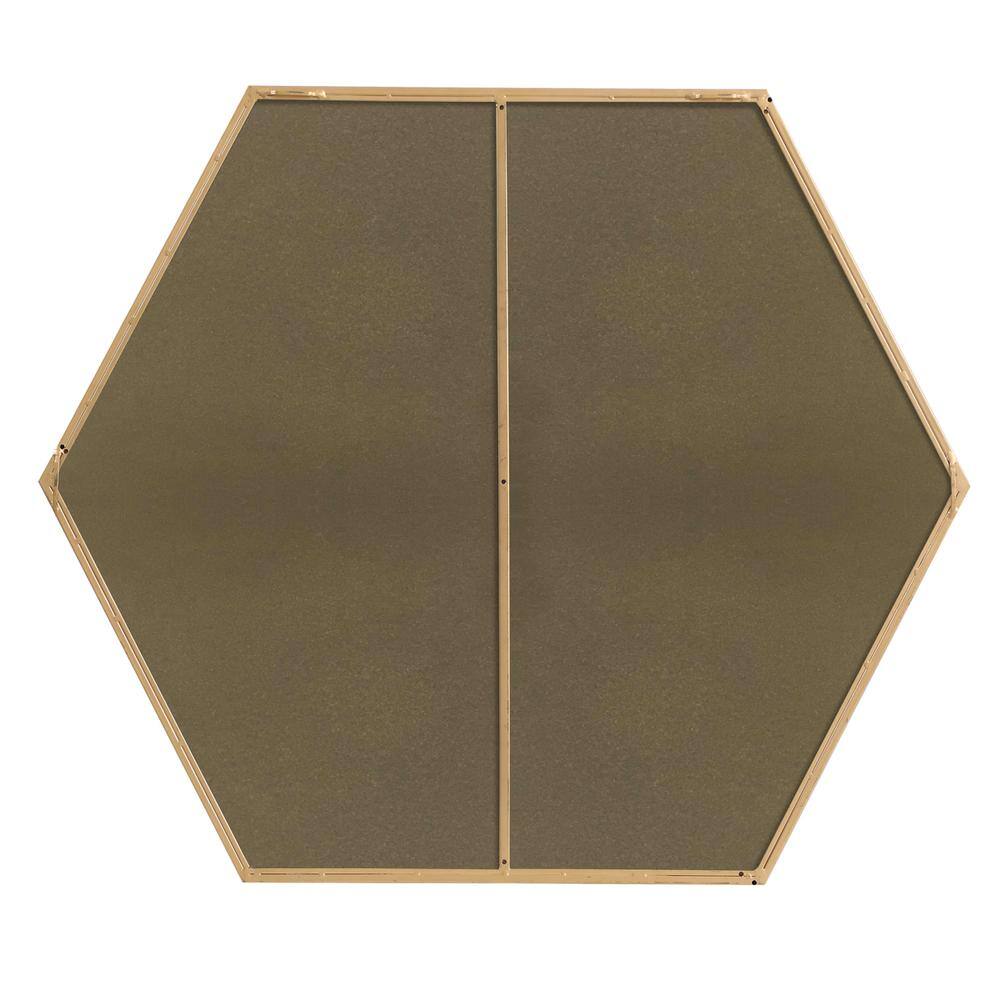 Angle. Elegant Decor - Metal frame hexagon mirror 41 inch in Brass - Brass.
