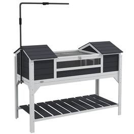 Pawhut - Enclosure Tortoise House with Adjustable Lamp Holder Storage Shelf, Dual Main Houses