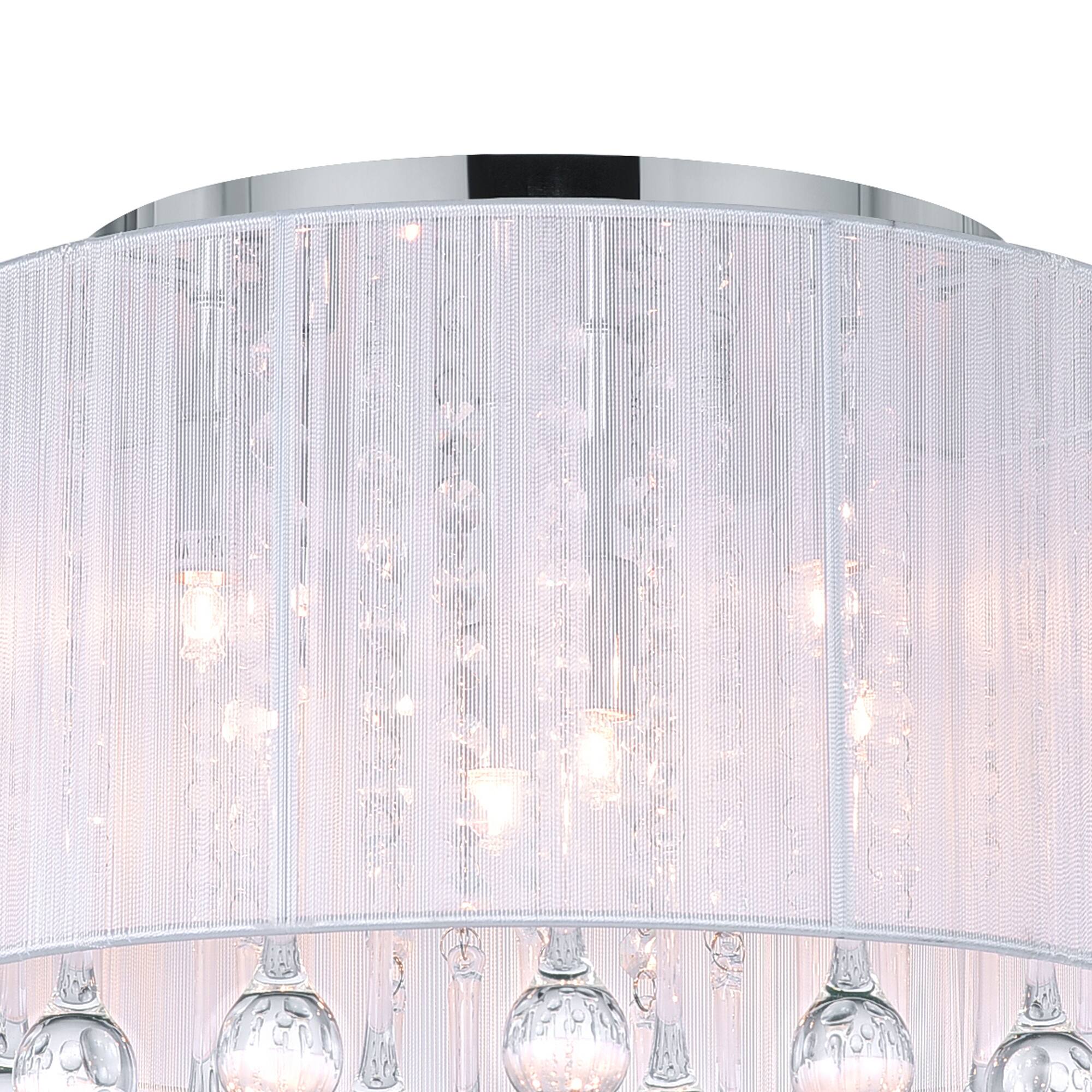 Alt View 1. CWI Lighting - Water Drop 6 Light Drum Shade Flush Mount With Chrome Finish - Chrome.