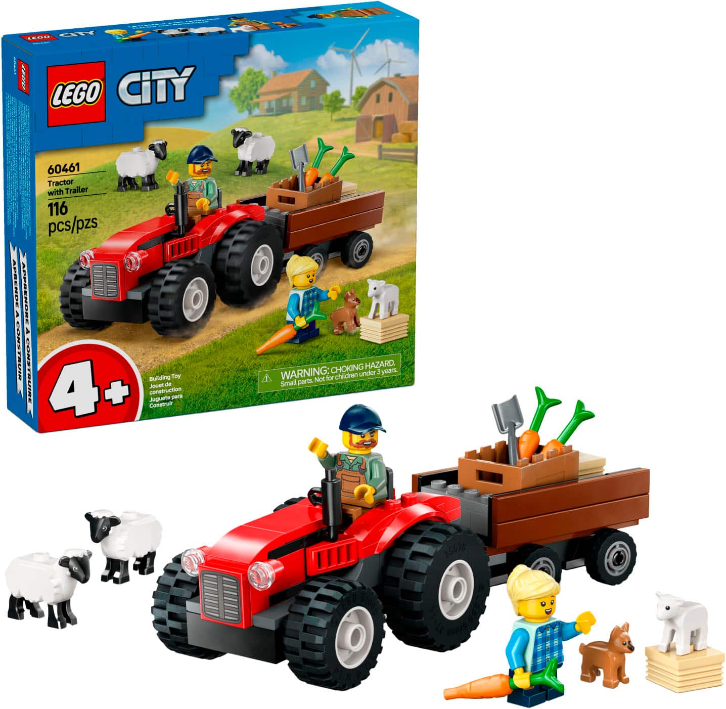 LEGO - City Red Farm Tractor with Trailer & Sheep Building Toy 60461 - Front_Zoom