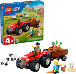 LEGO - City Red Farm Tractor with Trailer & Sheep Building Toy 60461