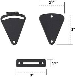 Boyel Living - 3 in. Steel Fan-Shape Sliding Barn Door Lock Latch - Black