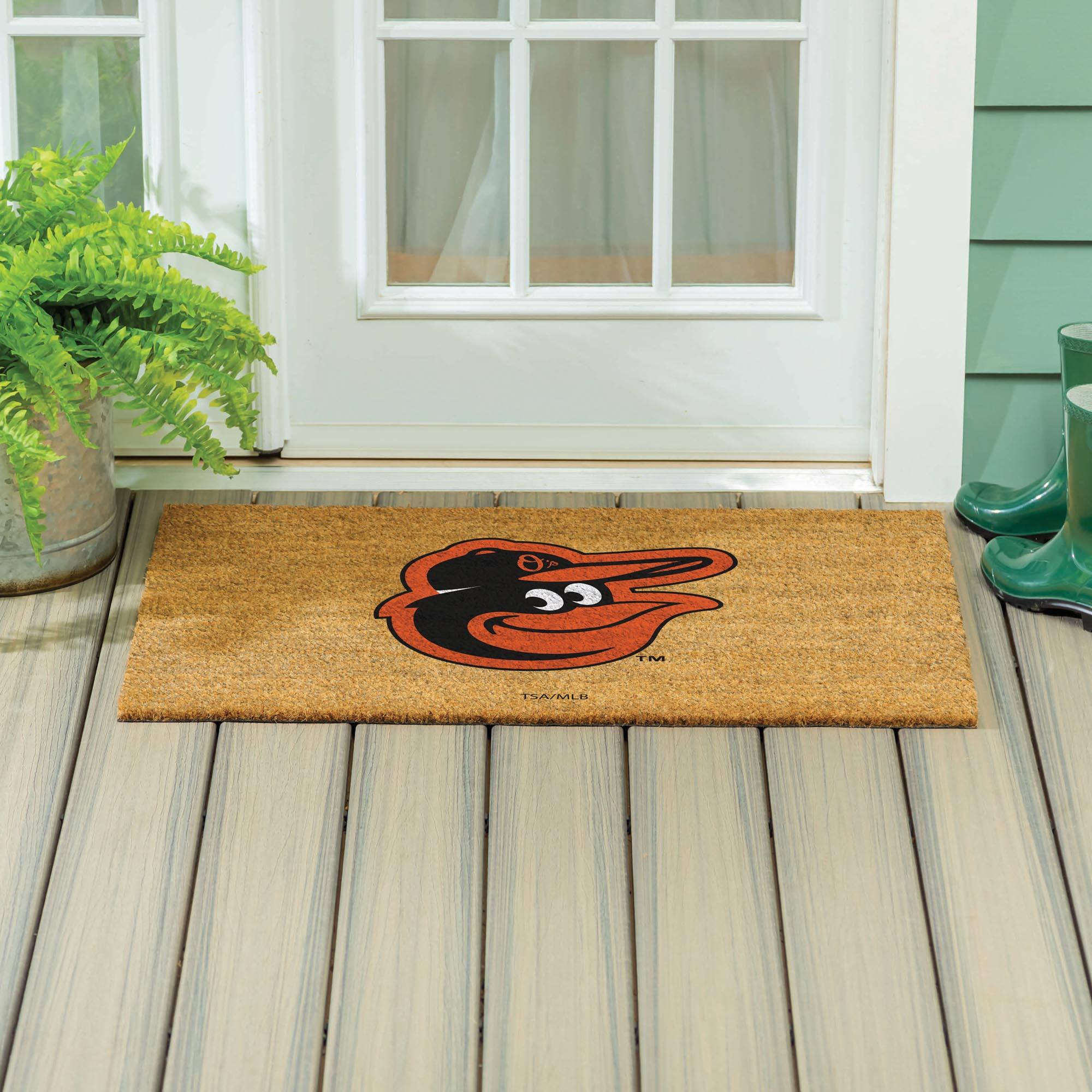 Alt View 3. Evergreen Enterprises - Baltimore Orioles 24" x 36" Outdoor Team Logo Coir Mat - Brown.