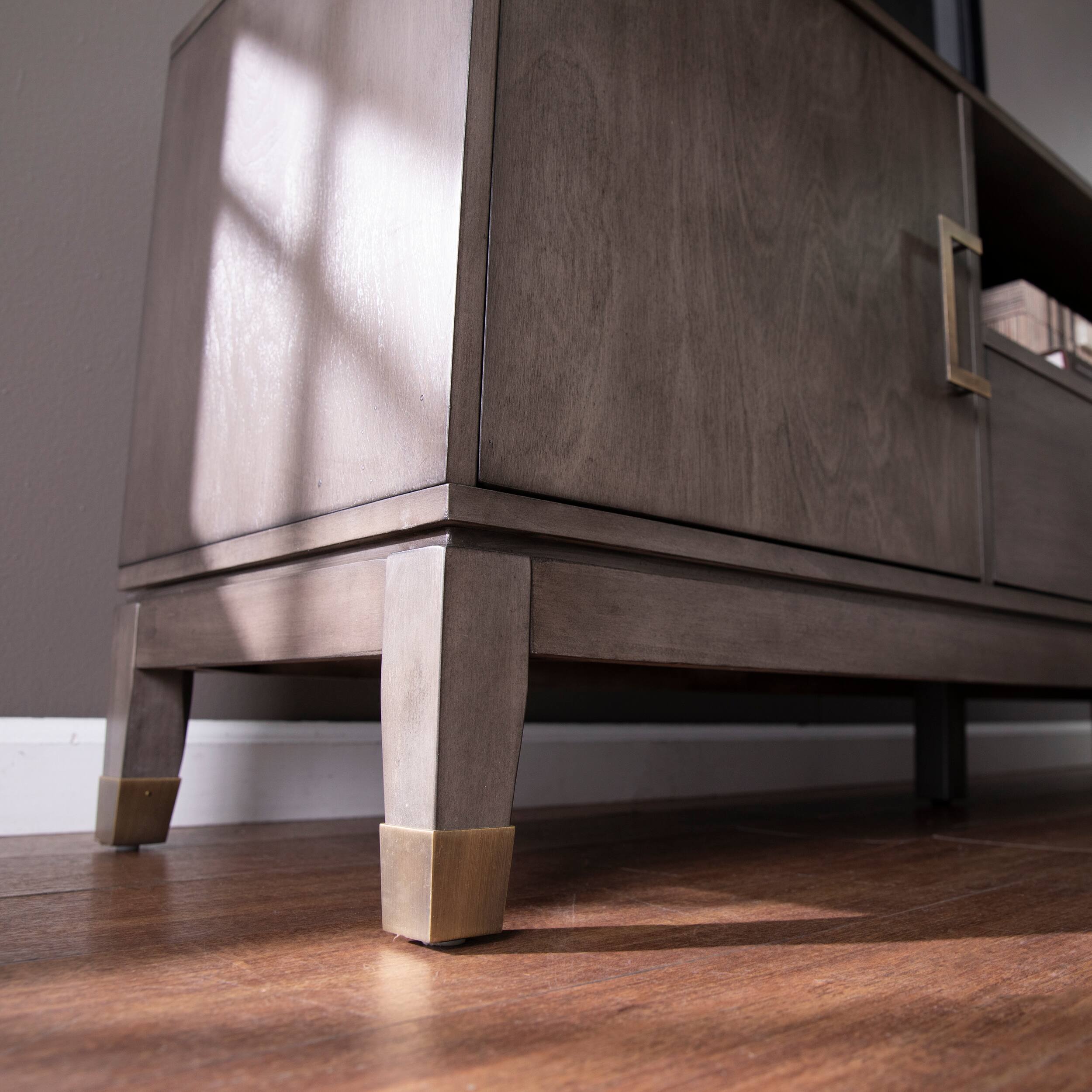 Angle. TinyHomie - Brenting Media Stand with Storage - Gray Wash.