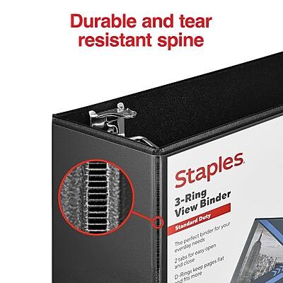 Durable and tear resistant spine

Staples
3-Ring Binder
View Mid Duty

Standard for your binder
The perfect binder for your everyday needs
2 tabs for easy open
D-Rings keep pages flat
D-Rings fit more pages fast