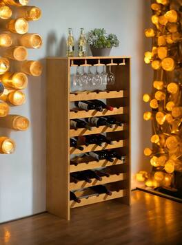 TinyHomie - Hanzi Oak Finish Wine Rack