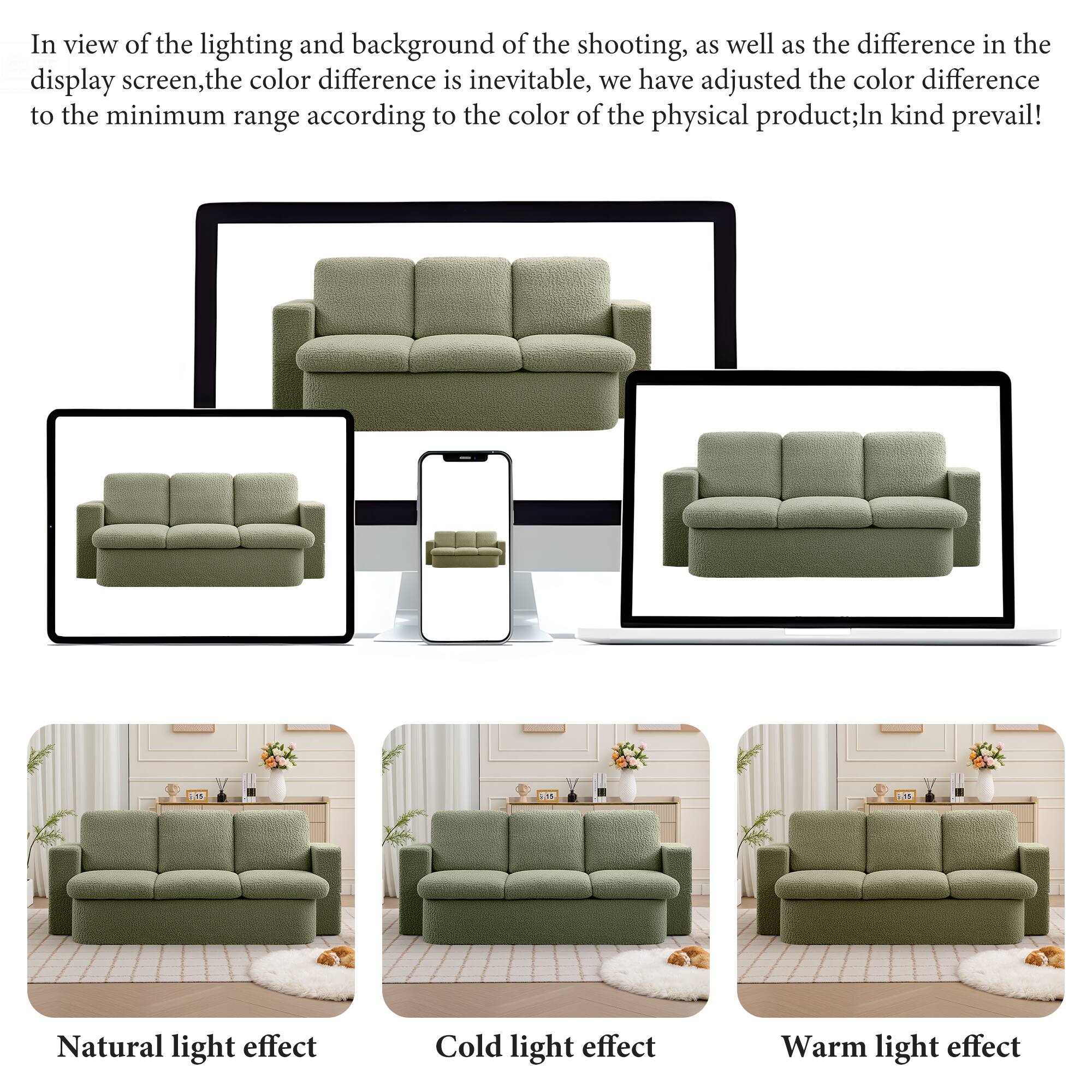 In view of the lighting and background of the shooting, as well as the difference in the display screen, the color difference is inevitable. We have adjusted the color difference to the minimum range according to the color of the physical product; in kind prevail!

Natural light effect  
Cold light effect  
Warm light effect