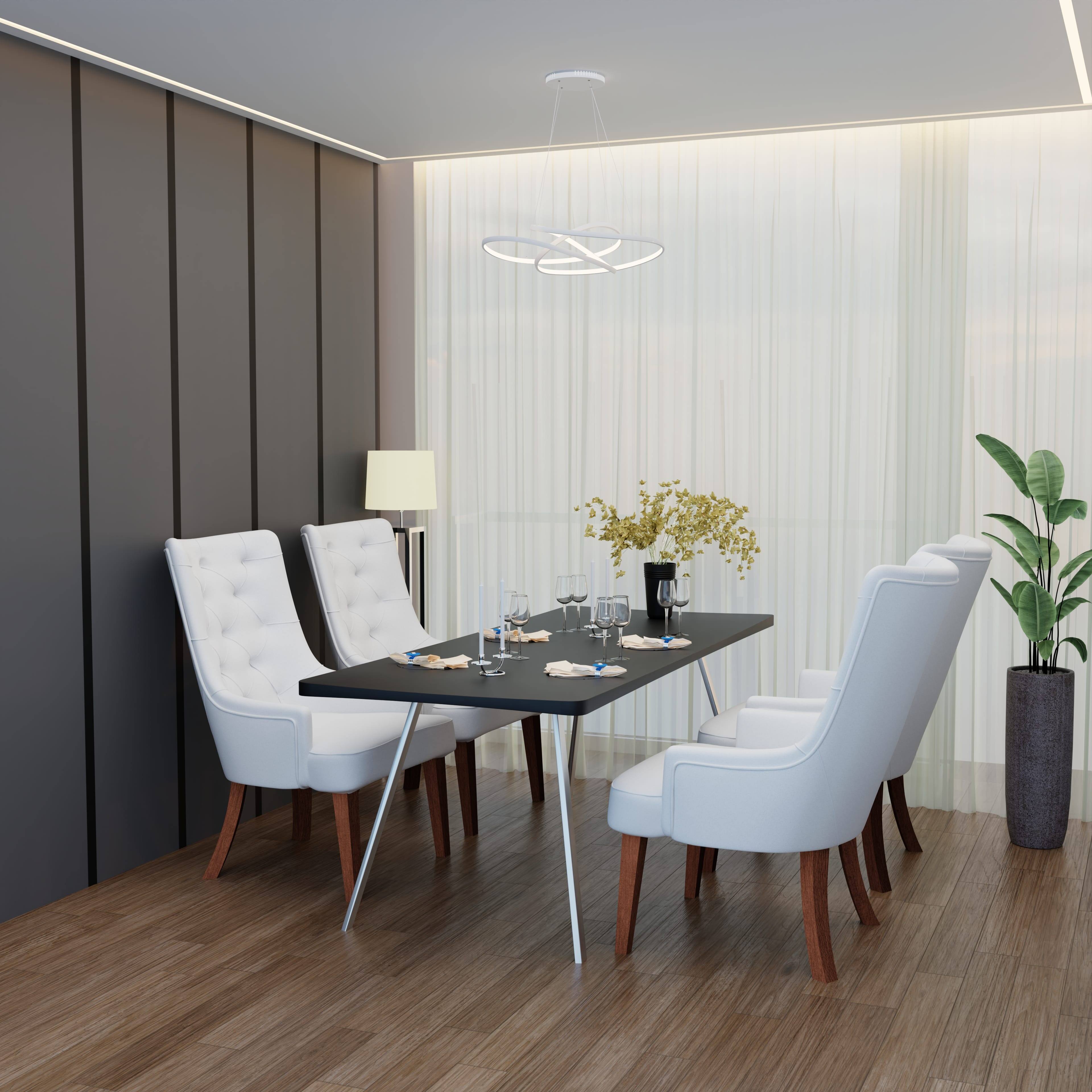 Left. LeisureMod - Spruce Tufted Upholstered Dining Chair, High-Back Leather Armchair with Wood Legs - Light Grey.
