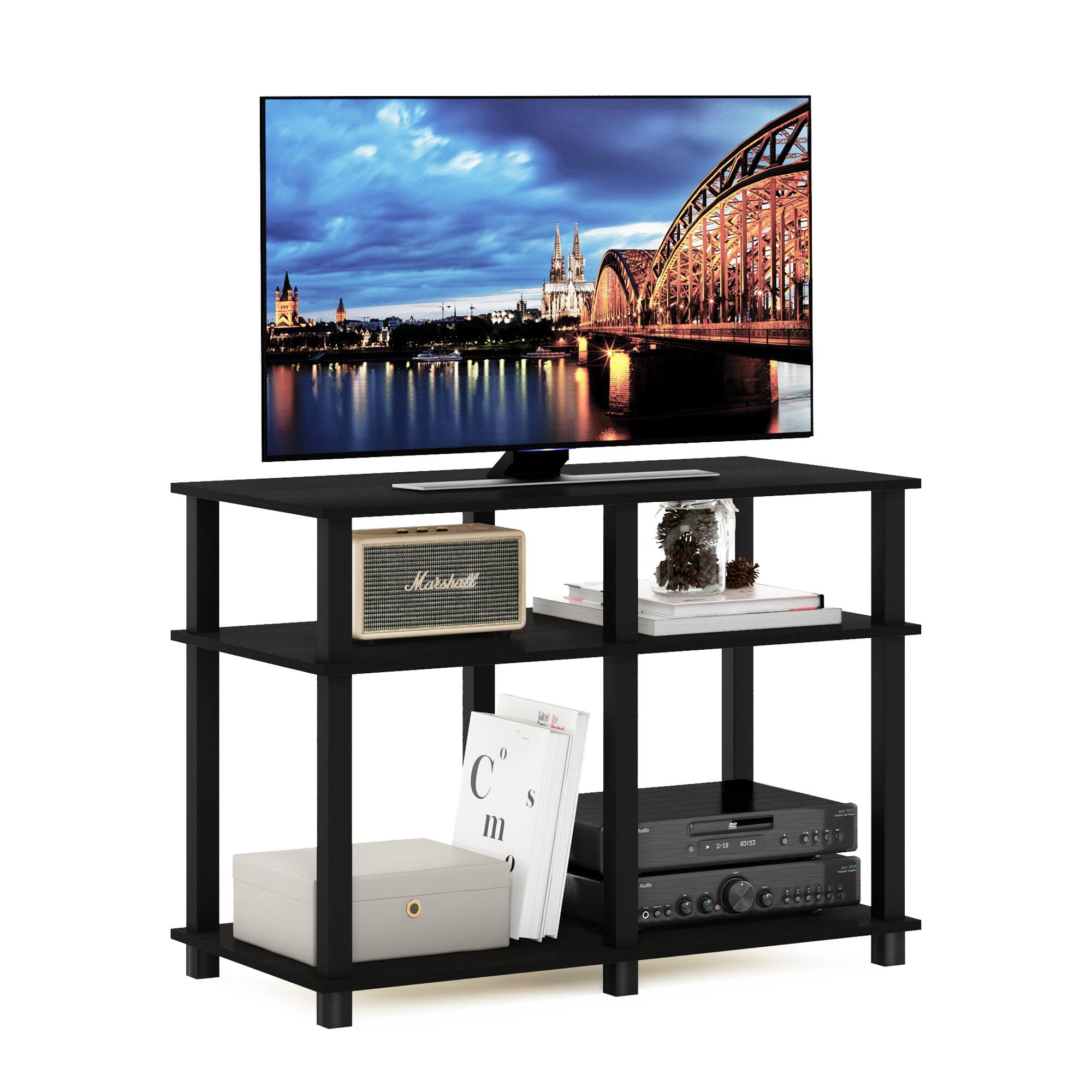 Alt View 3. Furinno - Romain Turn-N-Tube TV Stand for TV up to 40 Inch - Espresso/Black.