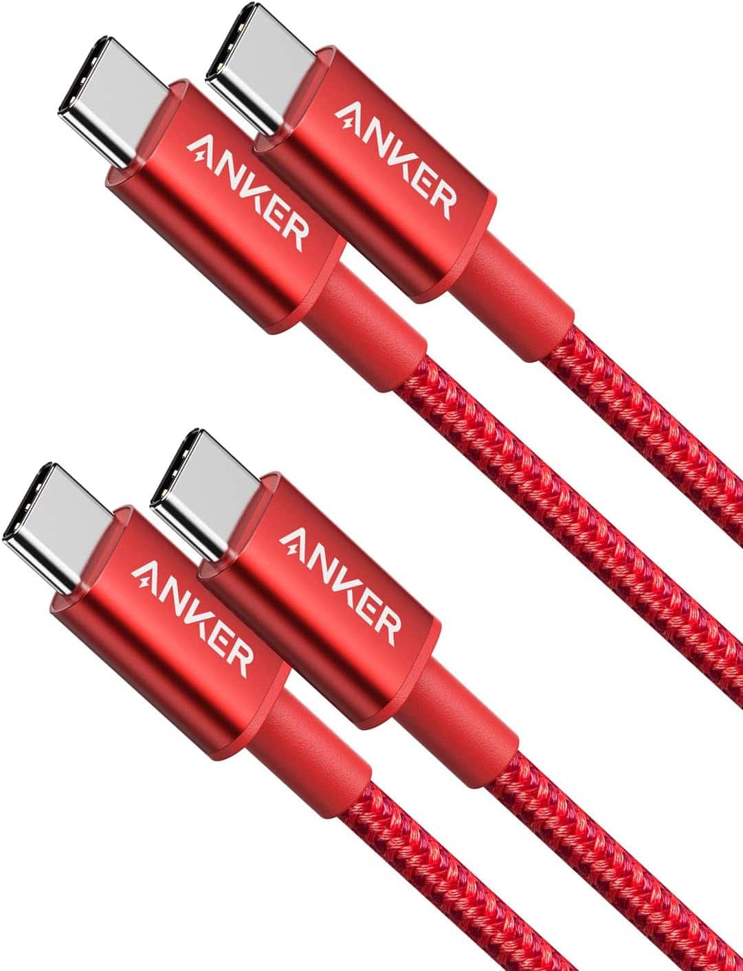 Anker - USB C to USB C Cable, Type-C 60W Fast Charging Cable (3.3 FT, 2Pack) - Red