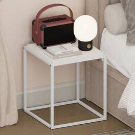 Furinno - MORETTI Night Stand, 1-Tier Stackable Metal Frame Nightstand, Side Table, End Table, Toolless Assembly - Solid White/White