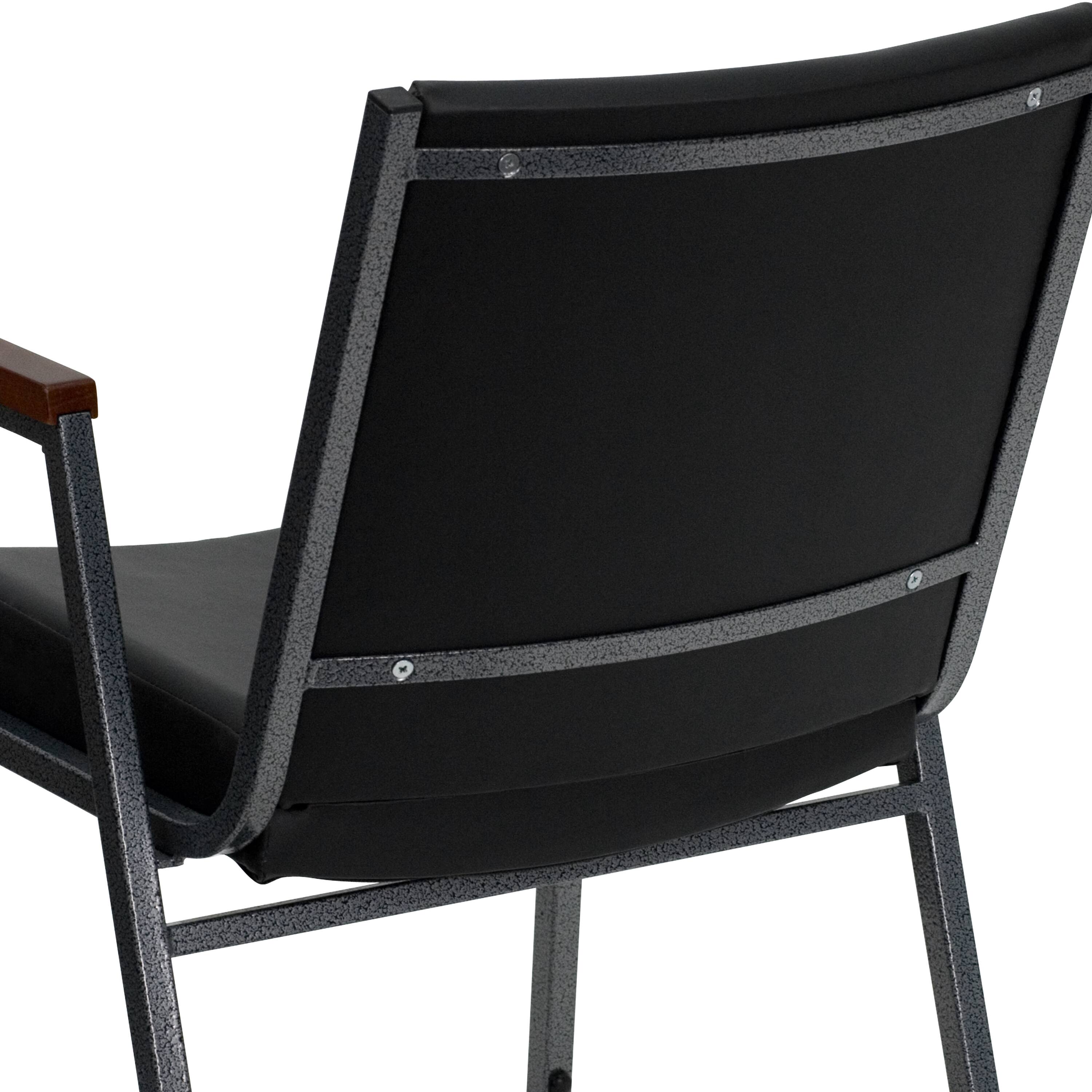 Alt View 8. Emma + Oliver - Heavy Duty Reception/Guest Stack Chair with Arms - Black Vinyl.