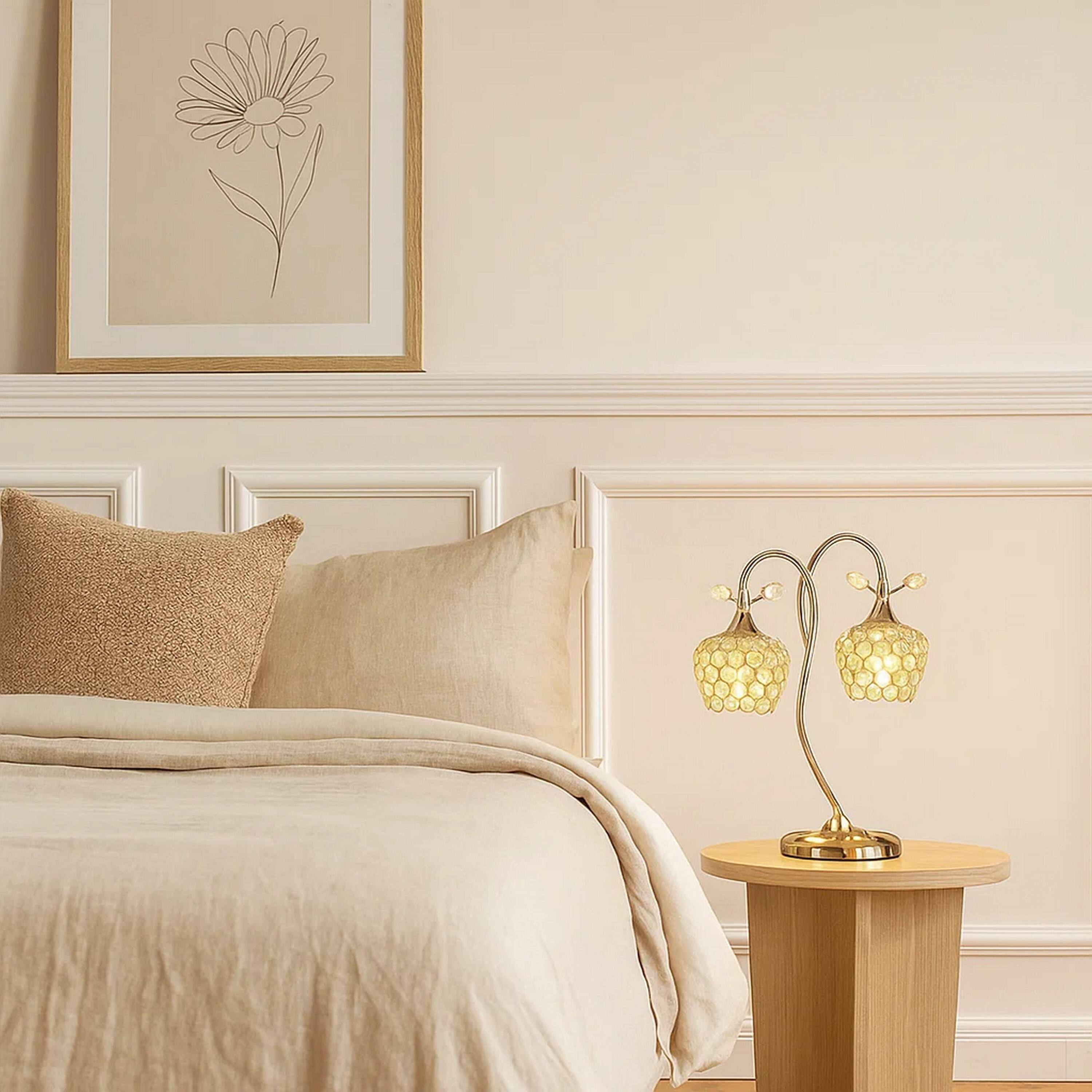 Alt View 3. Manhattan Lane - Floral Tree Design Metal Table Lamp with Dome Shade and Crystals - Gold.