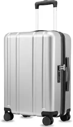 LUGGEX - 20 Inch Carry On Luggag Airline Approved, 100% PC Hard Shell Travel Suitcase with Smooth Spinner Wheels - L2NX - Silver