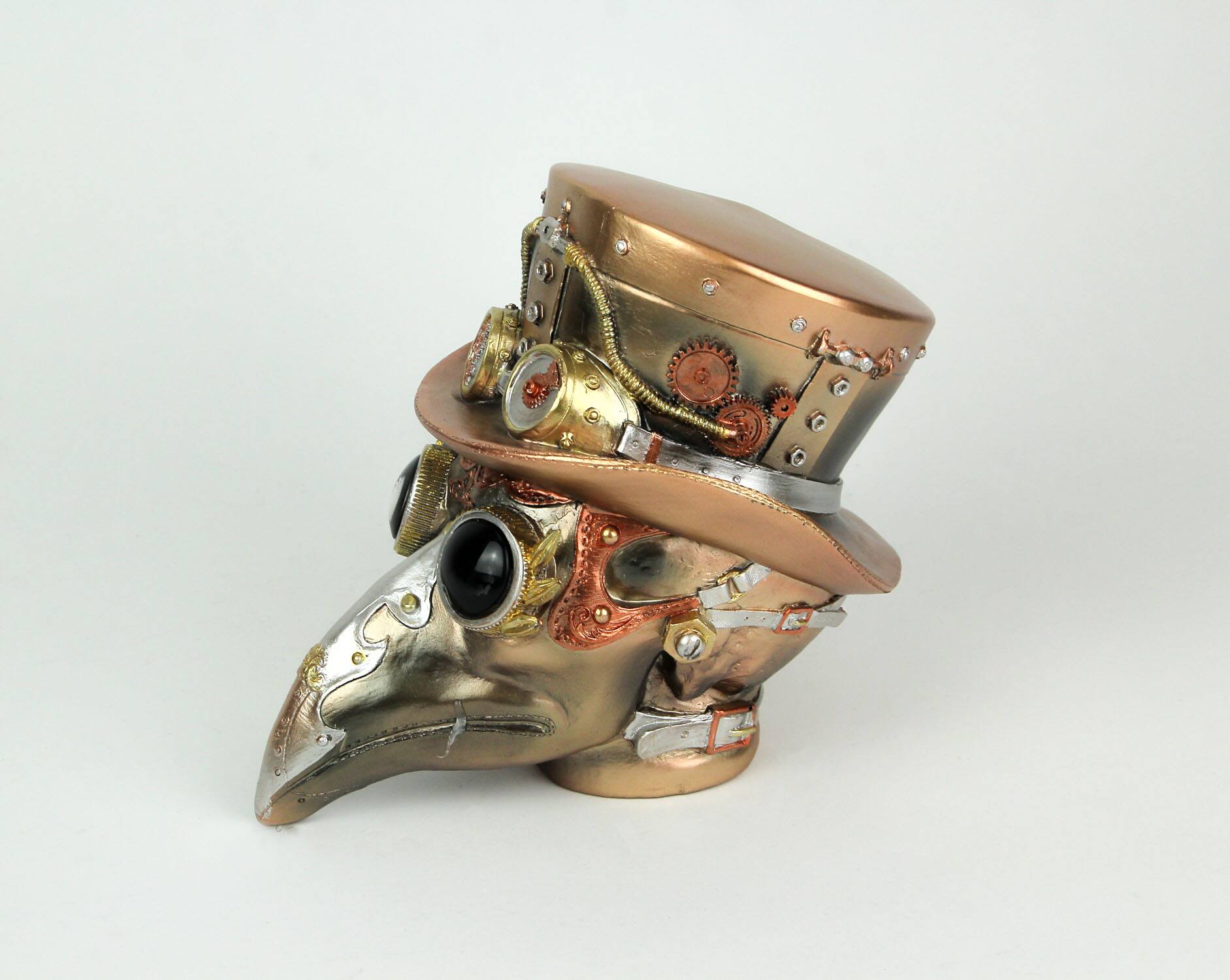 Alt View 1. Everspring Import Co. - Steampunk Plague Doctor Hand Painted Copper and Bronze Finish Statue 6.75 Inches High - Multicolored.