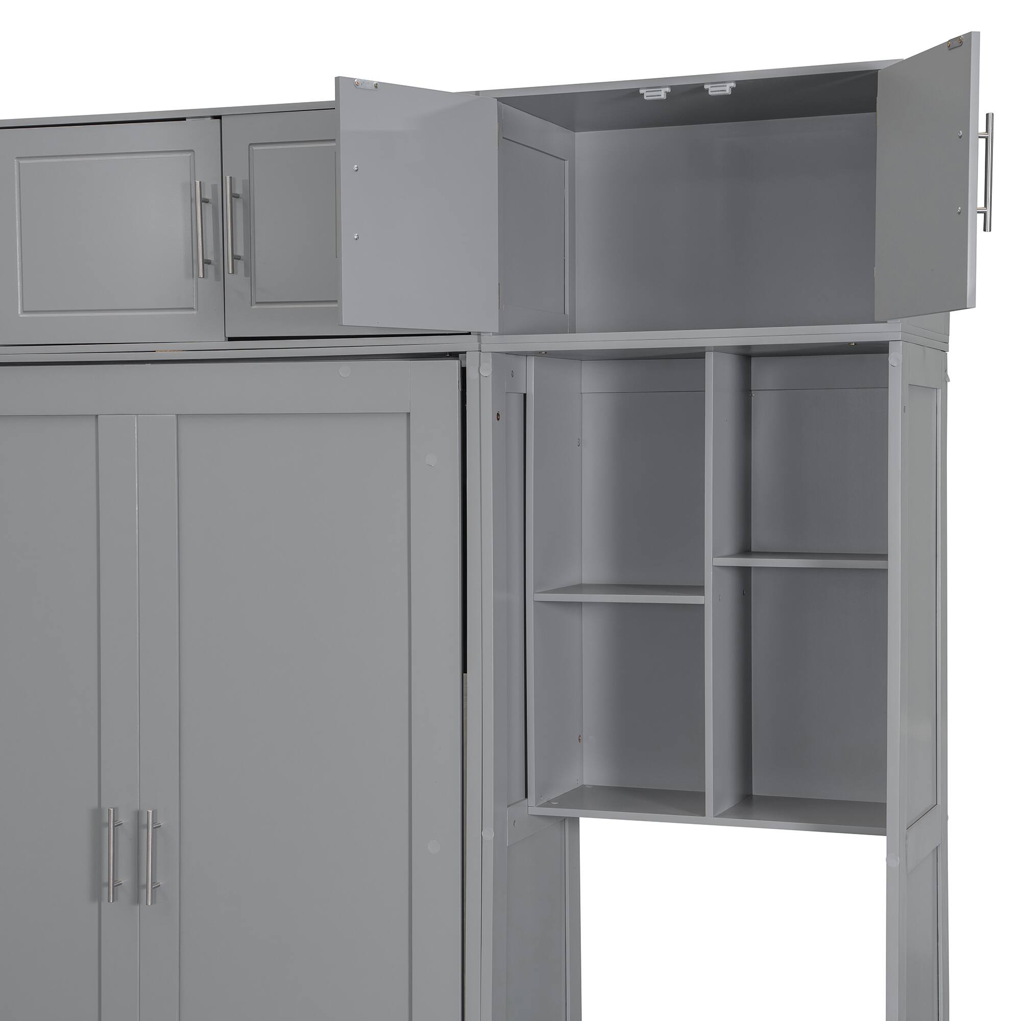 Alt View 8. Tiramisubest - Queen Size Murphy Bed with Desk, Storage, Foldable, Gray - Gray.