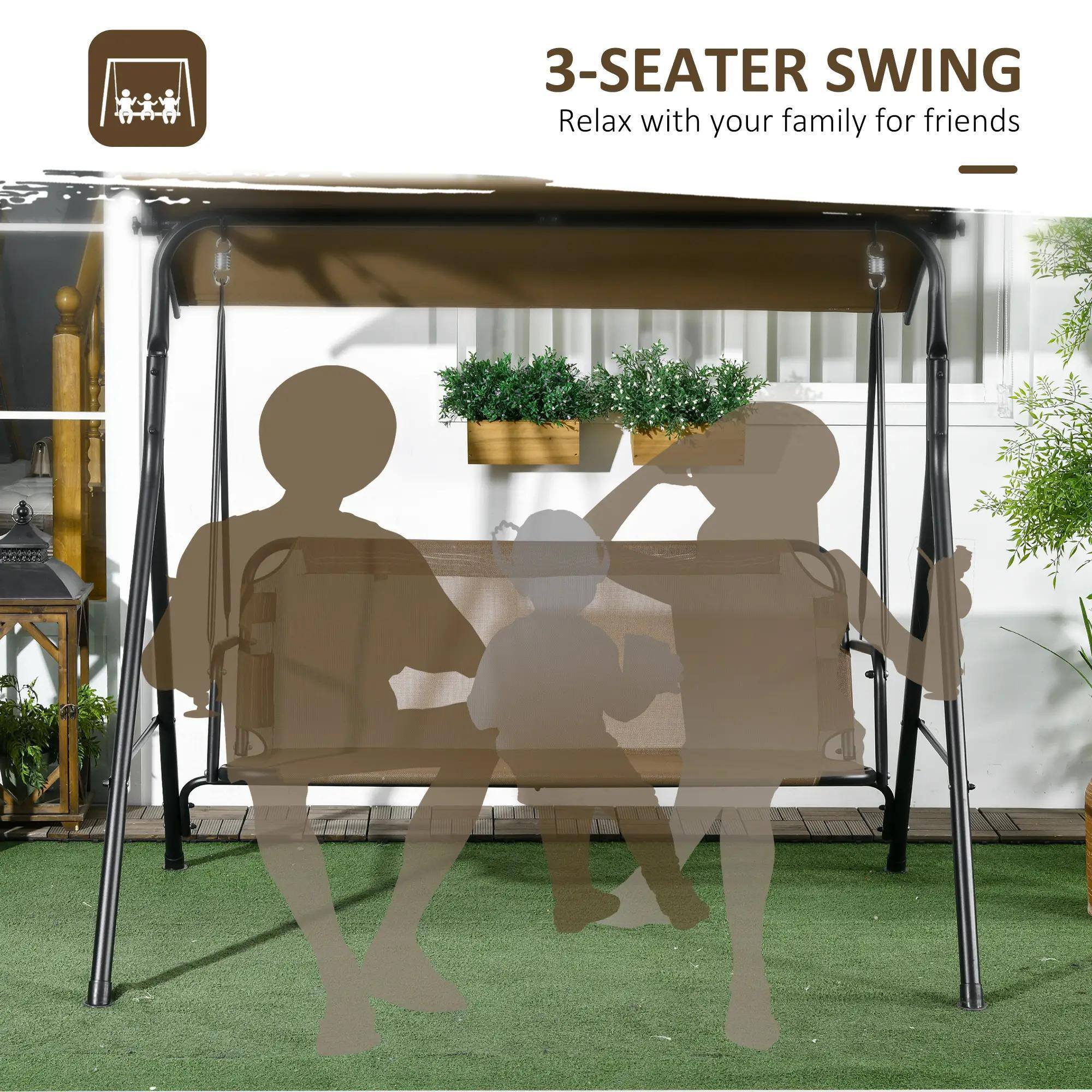 3-Seater Swing: Relax with your family or friends.