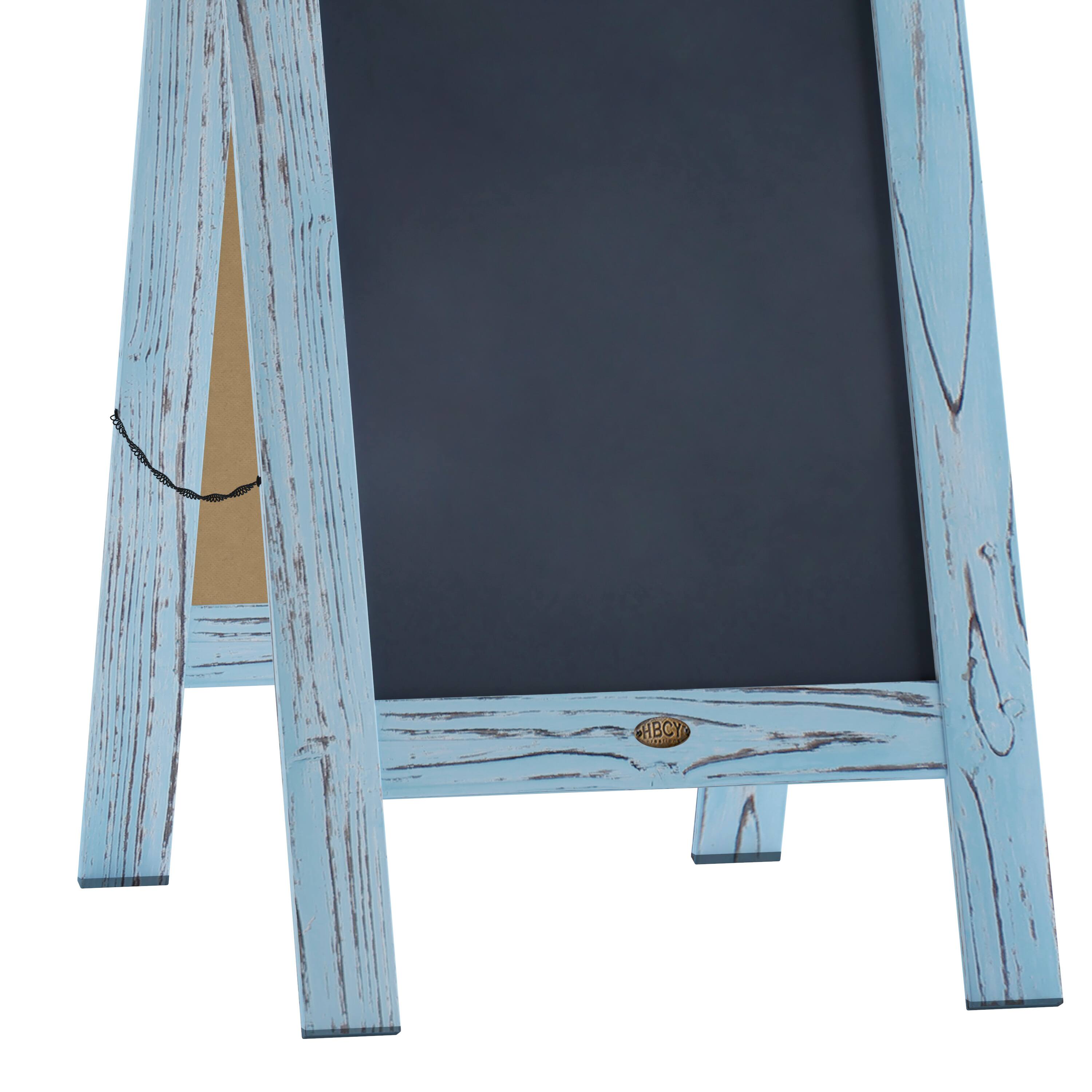 Alt View 10. Emma + Oliver - Rustic Double-Sided A-Frame Wooden Chalkboard with Magnetic Surface - Robin Blue.