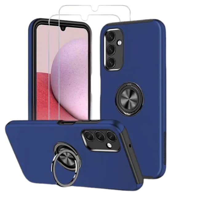 Entronix - Galaxy A06 Bundle - 360º Ring Gripstand Case & Premium Screen Protector - Blue