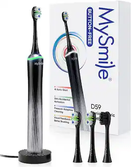MySmile - Button-Free Rechargeable Sonic Toothbrush with Pressure Sensor - Black