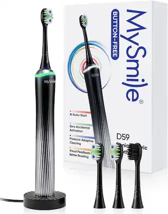 MySmile AI Auto-Start Zero Accidental Activation Pressure-Adaptive Cleaning Visual Feedback Better Brushing BUTTON-FREE MySmile D59