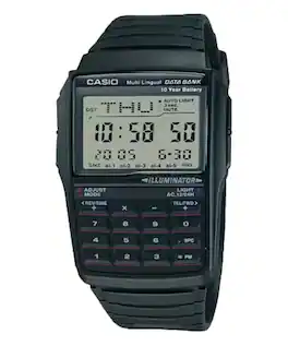 Casio - Men’s Black Digital Databank Calculator Watch with Grey Display - DBC-32-1AV - Gray