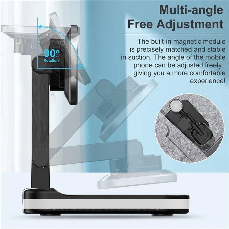 Multi-angle Free Adjustment

The built-in magnetic module is precisely matched and stable in suction. The angle of the mobile phone can be adjusted freely, giving you a more comfortable experience!

90° Rotation