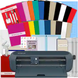 Cricut - Maker 5 Cutting Machine + Multicolor Smart Vinyl & Heat Transfer Vinyl Bundle for Decals & Shirts