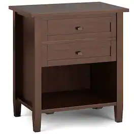 Simpli Home - Warm Shaker Solid Wood 24 inch Wide Transitional Nightstand - Russet Brown