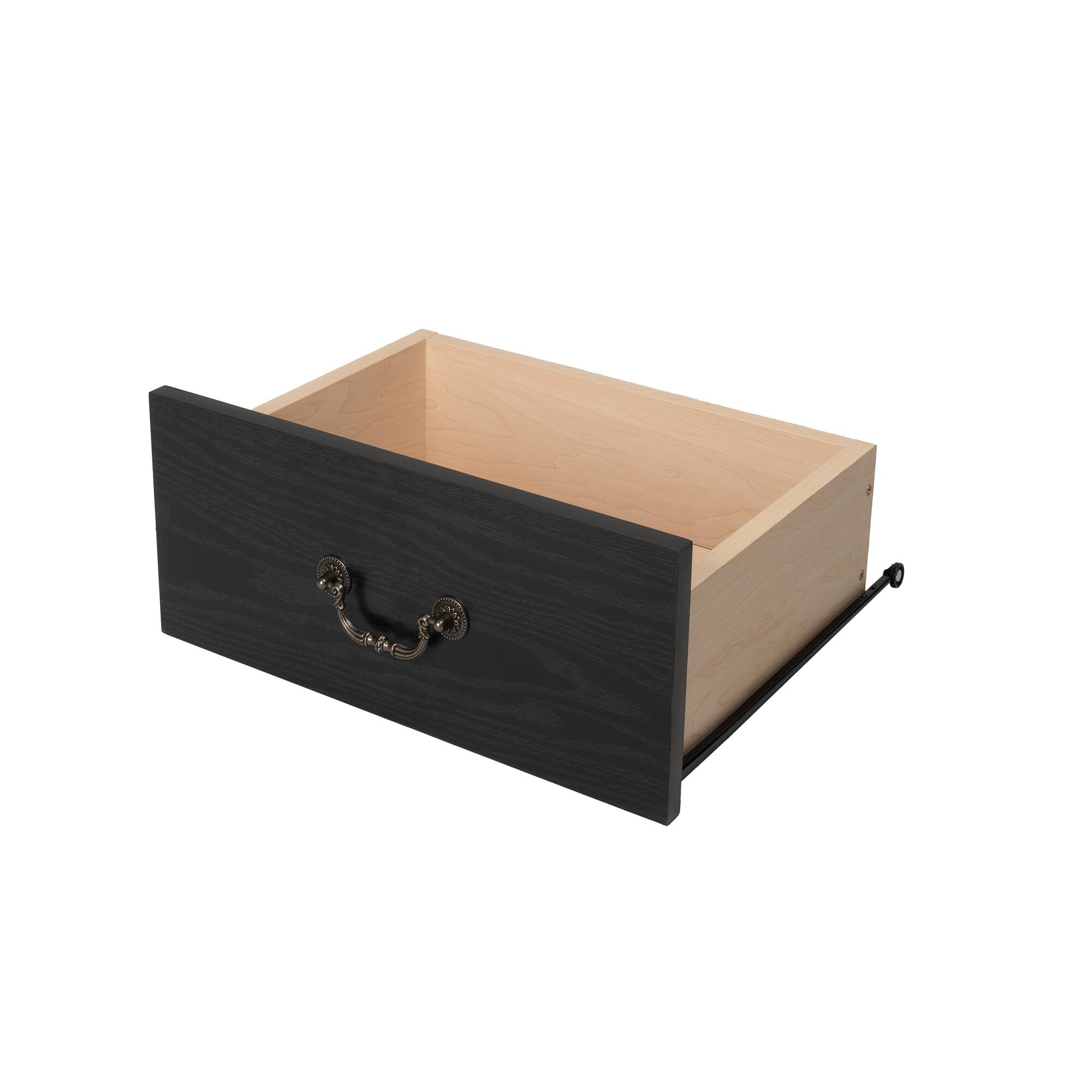 Alt View 8. Vaczon - Rustic Black Nightstand Bedside Table with Open Shelf and 2 Drawers - Black.